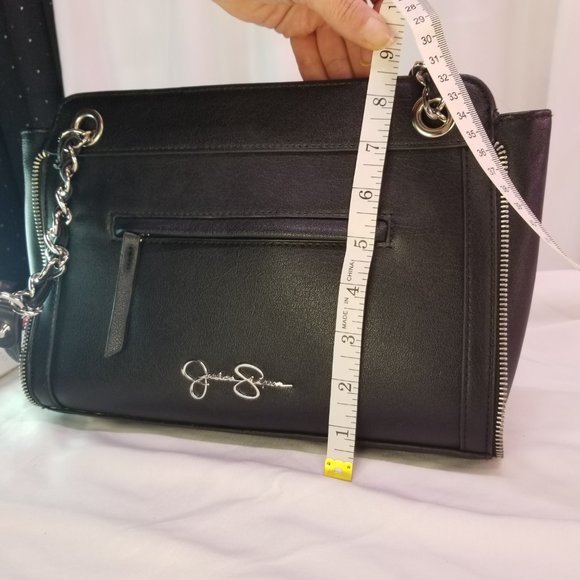 Jessica Simpson Double Strap Black& White Shoulder Bag Purse - Picture 9 of 10